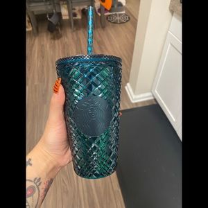 Teal Jeweled Starbucks Christmas Tumbler 2021